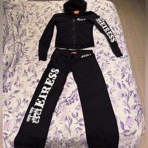 Juicy Couture Black Heiress Track Pants & Hoodie Set